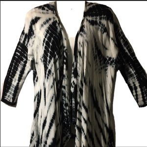 EUC Tie dyed dark navy/ivory asymmetric Cardigan